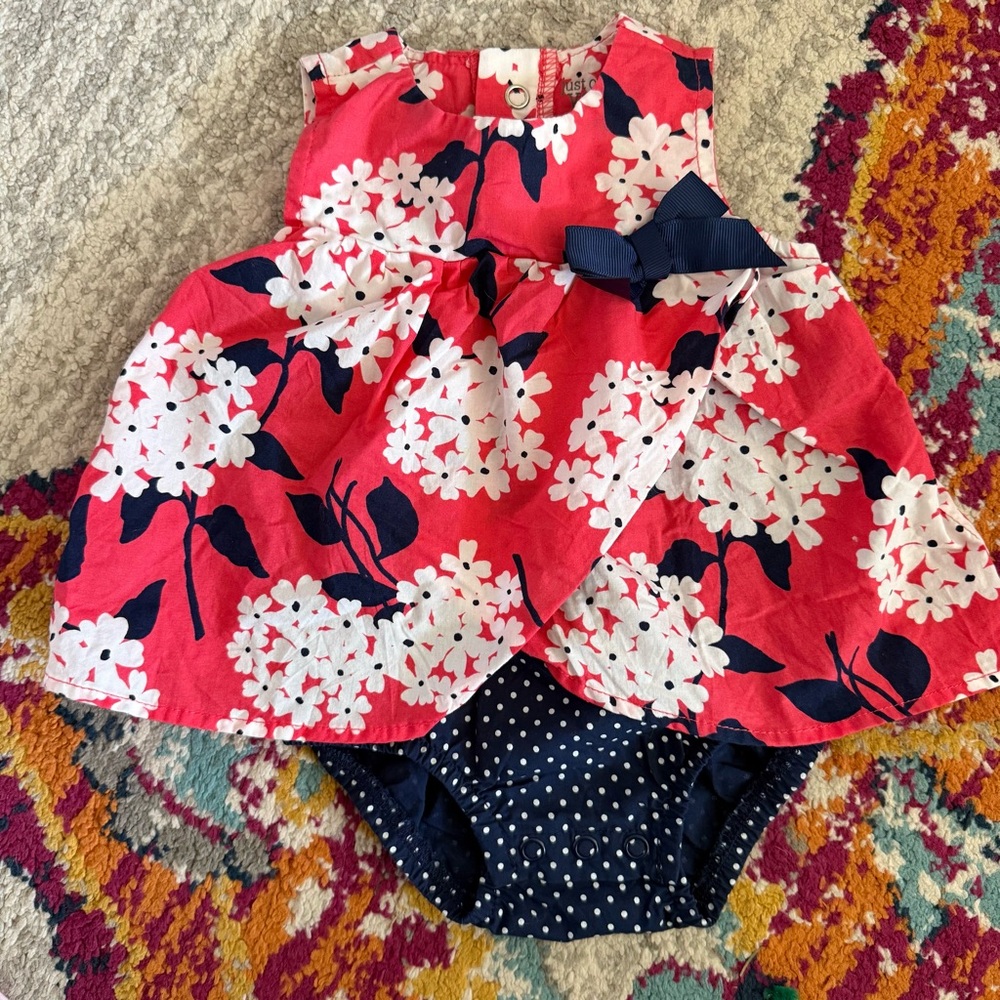 Carter's Pink and Navy Floral Bodysuit Dress